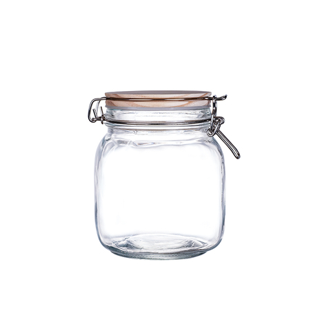 Large Capacity Glass Jar Storage Container, Wide Mouth Kitchen Food Storage Jar, with Bamboo Clamp Lid