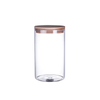 DEROLA 15cm Height High Borosilicate Clear Cylinder Airtight Kitchen Storage Container with Bamboo Lid，Circle Shape for Kitchen Use