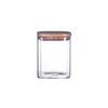 DEROLA 10cm Height High Borosilicate Clear Square Airtight Kitchen Storage Container with Bamboo Lid for Kitchen Cookie, Rice, Cereal