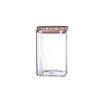 DEROLA High Borosilicate Clear Square Airtight Kitchen Storage Container with Bamboo Lid for Kitchen Cookie, Rice, Cereal