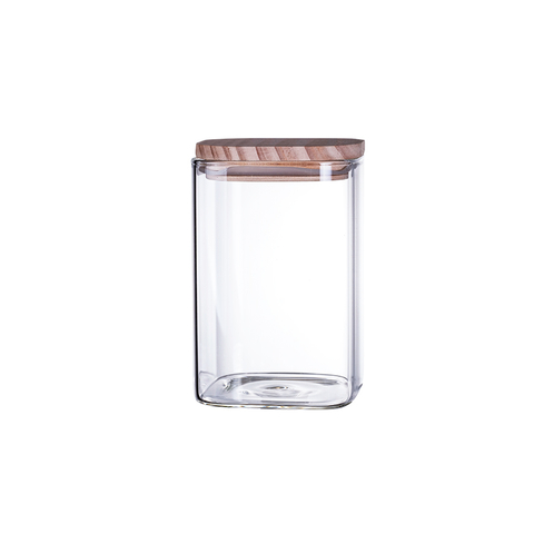 DEROLA High Borosilicate Clear Square Airtight Kitchen Storage Container with Bamboo Lid for Kitchen Cookie, Rice, Cereal