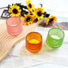Ridged Glass Candle Holder with Painting Color/Vertical Grain Spray Glass Candle Holder