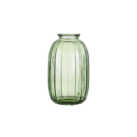 DEROLA Green Striped Glass Vase