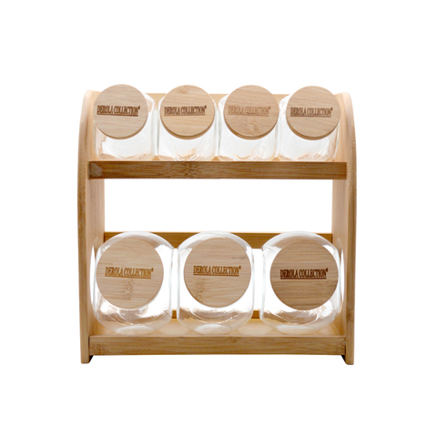 Airtight Clear Food Glass Storage Jars with Bamboo Lid/Stackable Kitchen Canister-DRL233015