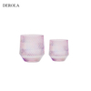 Wholesale Customize White Pink Blue Painting Glass Candle Fire with Wooden And Metal Lids