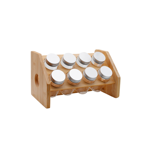 8PCS High Borosilicate Glass Jar with Metal Lid in The Wooden Shelter