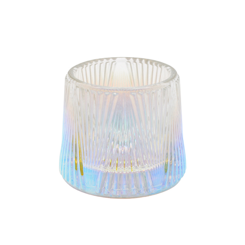 DEROLA Tealight Holder, Vertical Ribbed Glass Tealight Candle Holders for Home Decor