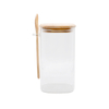 DEROLA Clear Airtight Glass Jar with Bamboo Lid And Spoon Scoop, Storage Salts, Coffee Bean, Spice, Creamer, Food Organizer, Square Bottom