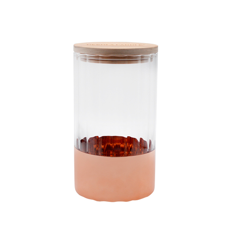 DEROLA High Borosilicate Cylinder Glass Jar with Bamboo Lid And Inner Veritical Pattern, Large Capacity For Food Storage Contanier