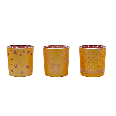 Exquisite Glass Candle Holder with Beautiful Flowers Engraved for Home Decor