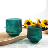 Ridged Glass Candle Holder with Painting Color/Vertical Grain Spray Glass Candle Holder