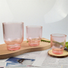 Hot Sale Spray Color Small Striped Glass Candle Holder with Lid