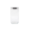 DEROLA Clear Square Storage Container Glass Jar with Metal Lid