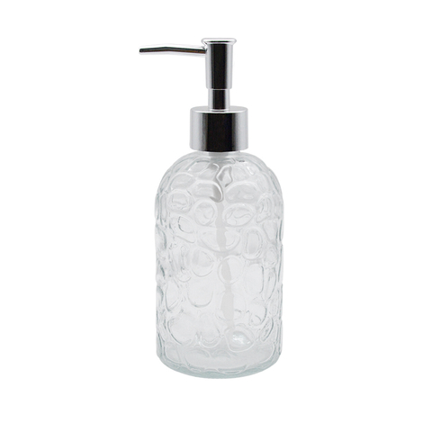 DEROLA Pebble Embossed Glass Dispenser with Silver Pump