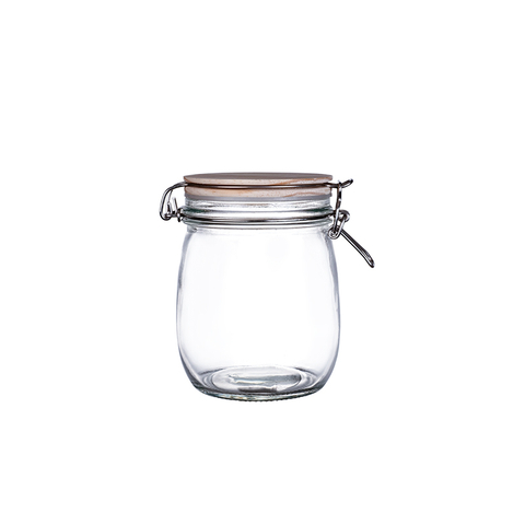 Wide Mouth Glass Jars with Airtight Lid 3, Kitchen Storage Large Clear Canister Jars with Wooden Lid For Canning,Coffee,Flour,Sugar,Beans