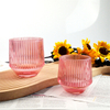 Ridged Glass Candle Holder with Painting Color/Vertical Grain Spray Glass Candle Holder