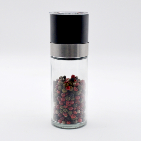 Cylinder Glass Bottle with Stainless-Steel Rotatable Cap for Salt And Pepper Grinder, Kitchen Use