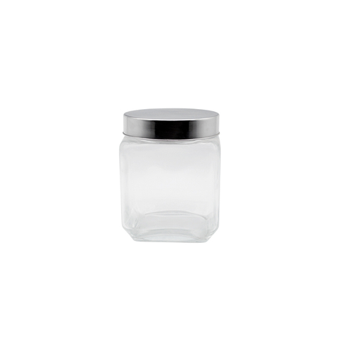 DEROLA Glass Jars for Kitchen, Storage Jars with Metallic Lids – Suitable for Snacks, Coffee, Pet Treats – Screw-On Lid