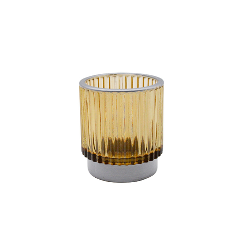 DEROLA Yellow Textured Glass Tealight Candle Holder