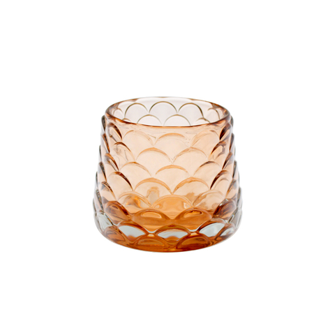 DEROLA Orange Embossed Scale Glass Candle Holder, Tea Light Candle Holders for Table Centerpiece, Glass Votive Candle Holders for Home Decor/Gift/Wedding/Party/Holiday Table Decor