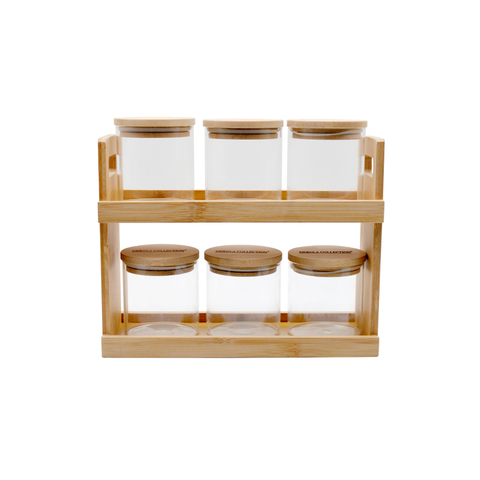 Jars Set Borosilicate Airtight Kitchen Glass Food Storage Jars with Bamboo Lids-DRL233002
