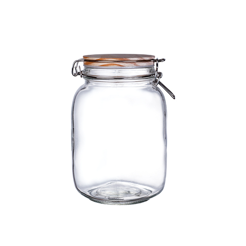 Clear Canister with Clamp Lid， Wide Mouth Glass Storage Jar, for Kitchen & Pantry Storage of Bulk