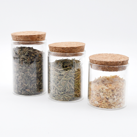 5PCS High Borosilicate Glass Jars with Cork Lid for Food Sugar Spice Storage