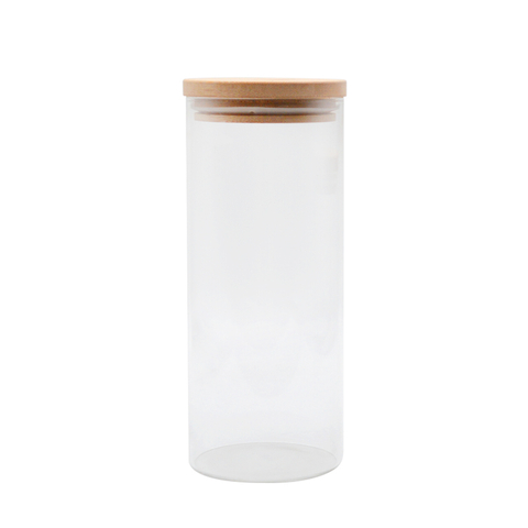Hotsale Multi-Sized High Borosilicate Glass Jar with Bamboo Lid for Storage Use