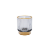 DEROLA Grey Tealight Candle Holde with Golden Base, Textured Glass Tealight Candle Holder with Golden Edge