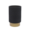 DEROLA Vertical Candle Holder with Golden Base, Patterned Glass Tealight Candle Holder
