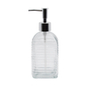 DEROLA Ribbed Mordern Glass Soap Dispenser with Silver Pump