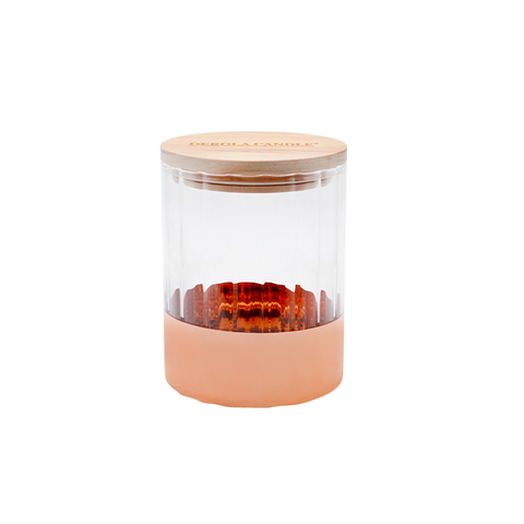 DEROLA High Borosilicate Clear Cylinder Glass Jar with Bamboo Lid And Inner Veritical Pattern For Food, Rice, Pasta Storage