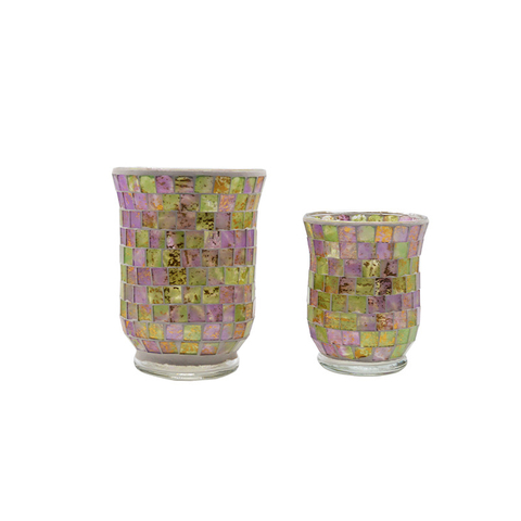 Warm Durable Decorative Glass Mosaic Candle Holders