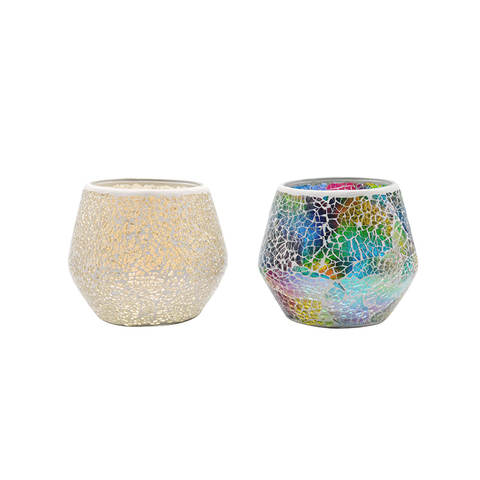 Stock Round Shape Colorful Handmade Mosaic Glass Candle Holder Home Decoration Christmas Gift