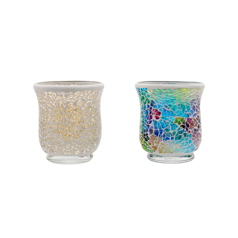 Wholesale Luxury Home Decor Candle Jars Round Shape Glass Mosaic Candle Holder