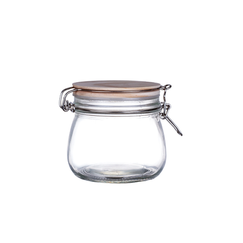 Kitchen Glass Jar with Airtight Lid,Glass Food Storage Container with Bamboo Lid,clamp Lid, for Dry Food,Coffee Bean, Sugar