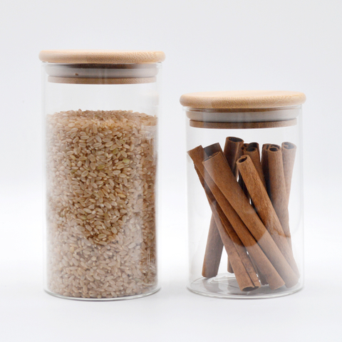 Multi-Sized Air-tight Kitchen Glass Jar with Bamboo Lid for Food or Snack Storage