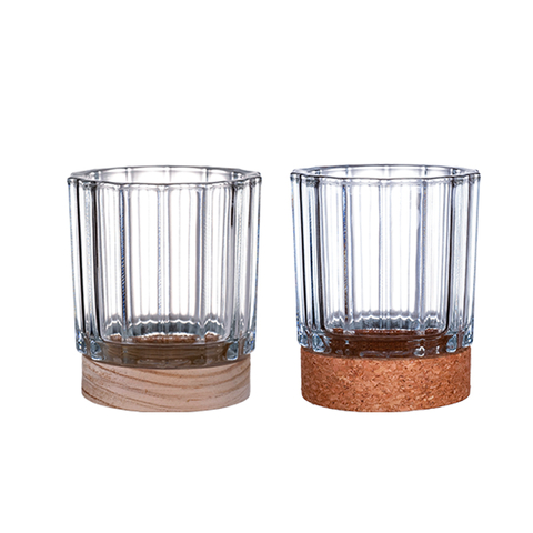 DEROLA 2PCS Textured Clear Glass Tealight Candle Holder with Base