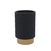 DEROLA Glass Lantern with Metal Base, Patterned Glass Tealight Candle Holder
