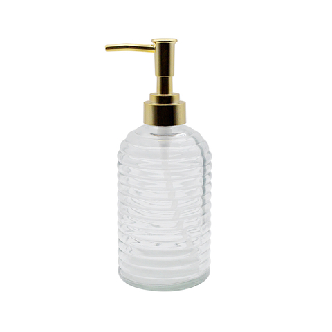 DEROLA Glass Soap Dispenser with Stripped Pattern And Pump