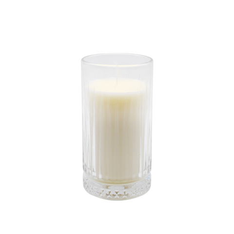 Customizable Scented Candle with White Glass Candle Holder Pillar Candle