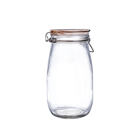 HomArtist Glass Jars with Airtight Wooden Lid ,Glass Canisters with Clamp Lids,Glass Food Storage Jars for Flour, Sugar, Rice, Cereal, Best for Canning, Kitchen & Pantry Storage