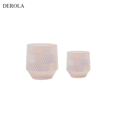 Wholesale Customize White Pink Blue Painting Glass Candle Fire with Wooden And Metal Lids