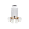 Large Capacity Glass Beverage And Wine Dispenser with Shelf And Metal Lid in Set for Parties And Home