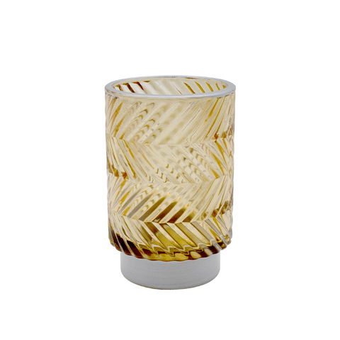 DEROLA Yellow Zigzag Glass Tealight Large Size Candle Holder