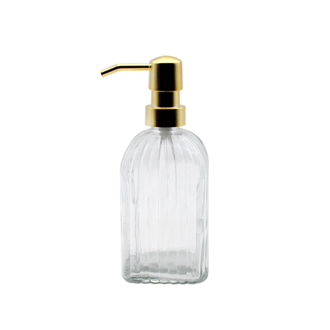 DEROLA Clear Glass Soap Dispenser for Bathroom with Golden Pump