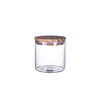 DEROLA 9cm Height High Borosilicate Clear Cylinder Airtight Kitchen Storage Container with Bamboo Lid，Circle Shape for Kitchen Use
