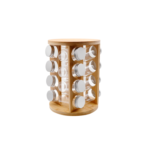 16PCS High Borosilicate Glass Jar with Metal Lid And Wooden Rack