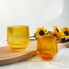 Ridged Glass Candle Holder with Painting Color/Vertical Grain Spray Glass Candle Holder