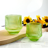 Ridged Glass Candle Holder with Painting Color/Vertical Grain Spray Glass Candle Holder